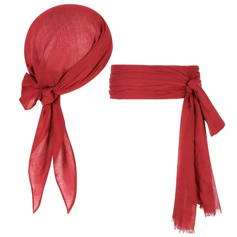 Pirate Costume Turban Set for Halloween Party Cosplay - 2 Pieces
