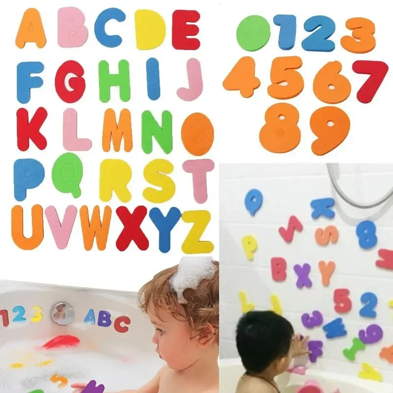 36pcs Alphanumeric Letter Bath Puzzle Toys for Kids - Educational Water Play Set