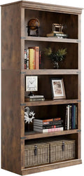 5-Tier Industrial Bookshelf Storage Rack with Cabinet - Tall Wall Bookcase