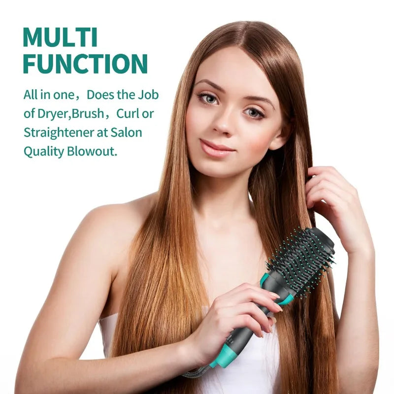4-in-1 Hot Air Brush Hair Dryer Set with Rotating Ceramic Brush - Volumizer & Styling Tool for Women