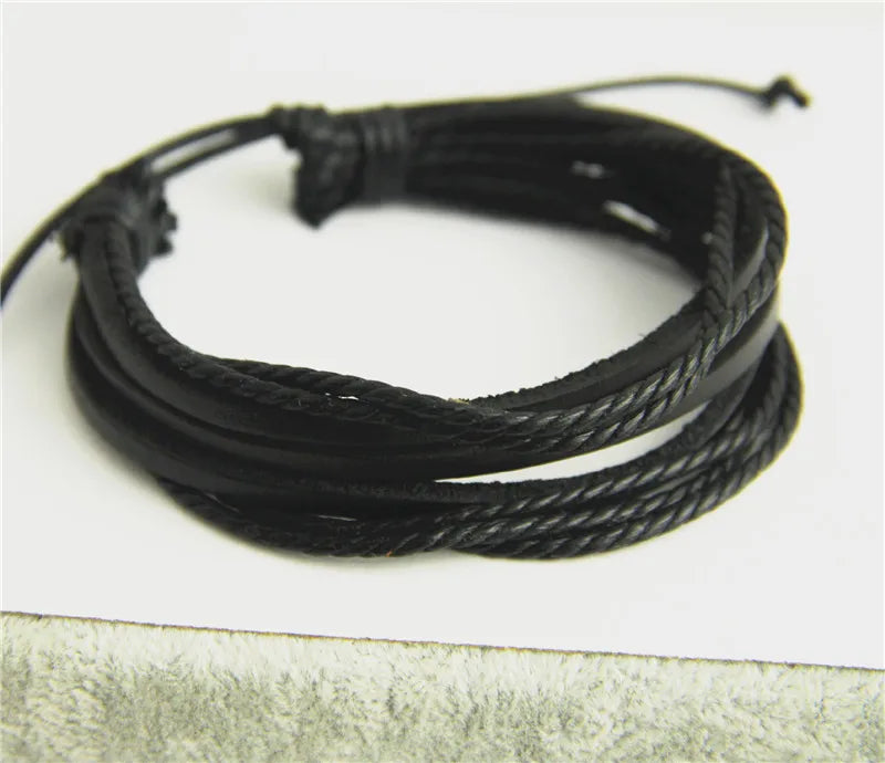 Multilayer Leather Braided Rope Wristband - Handwoven Men & Women Jewelry