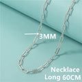 Sterling Silver Paper Clip Chain Necklace for Men Women Wedding Party Gift