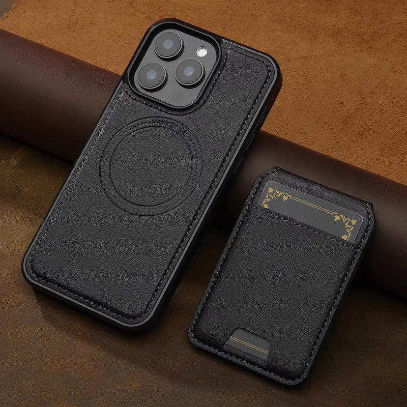 2-in-1 Detachable Leather iPhone Case with Card Pocket and Magnetic Cover
