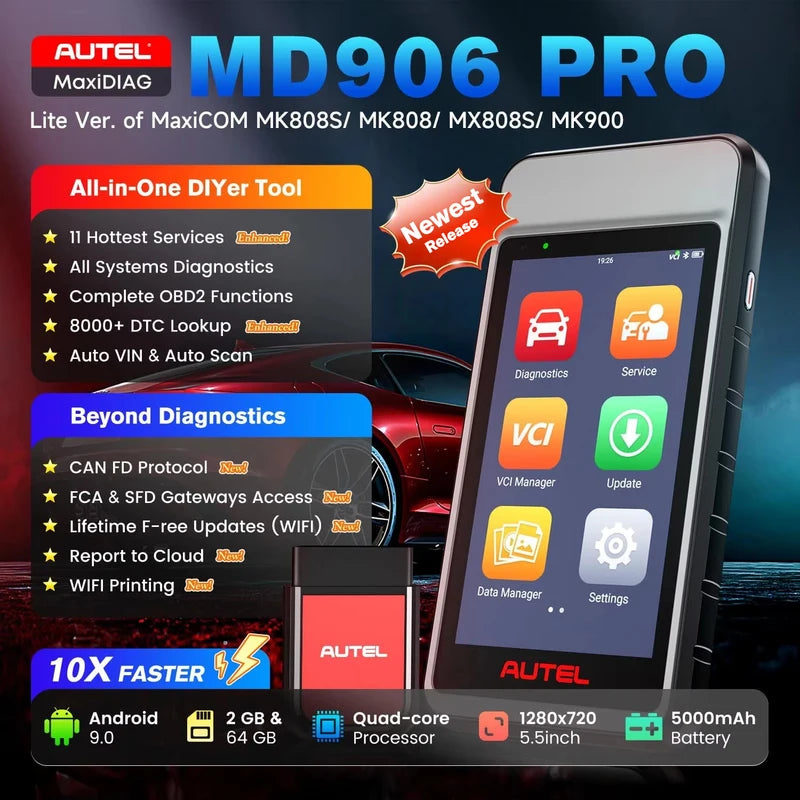 Automotive Diagnostic Scanner with CAN FD Support - Full System OBD2 Code Reader for Cars