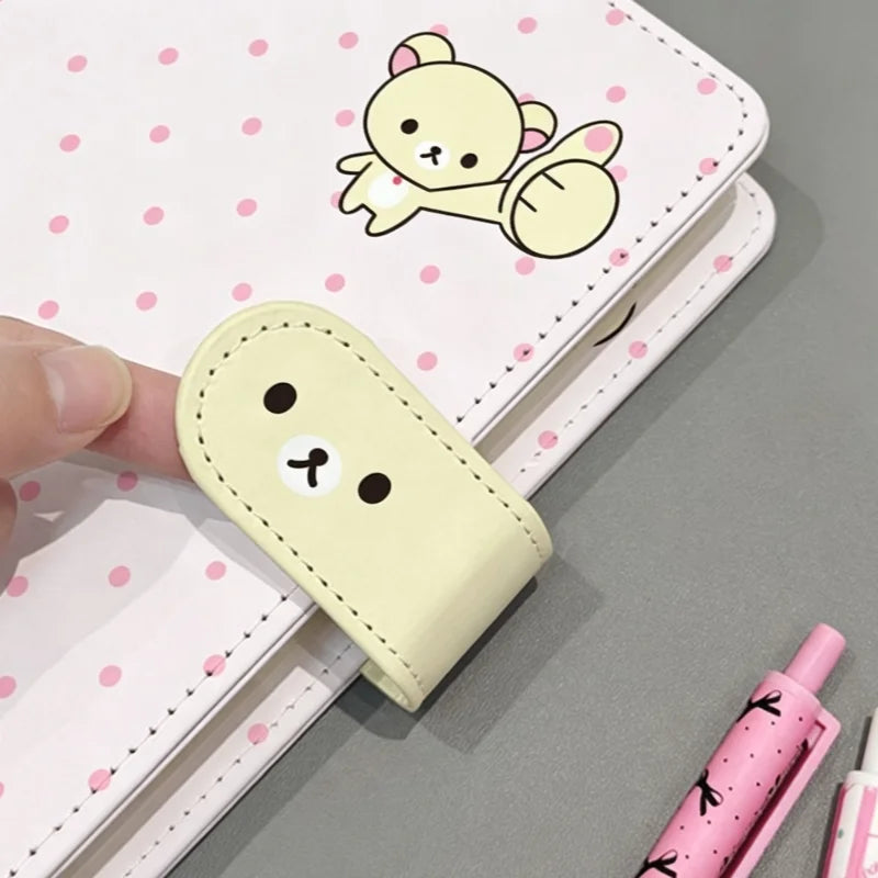 Cute Rilakkuma Pink Polka Dot Notepad - Detachable A6 Loose Leaf Stationery