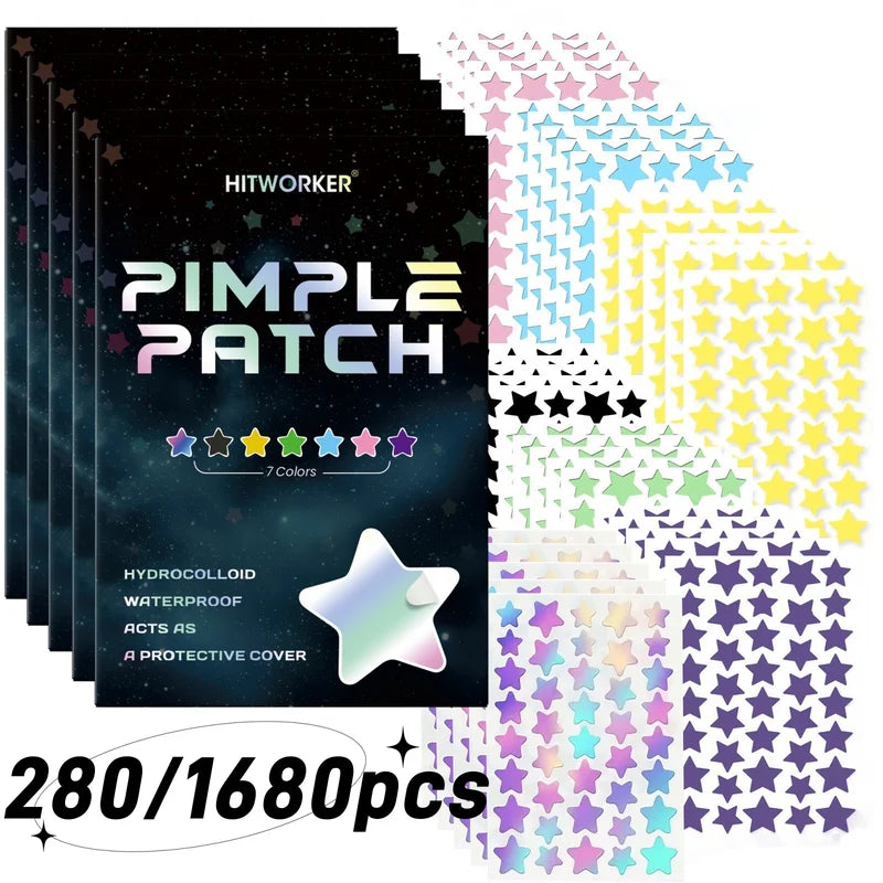 Star-Shaped Multi-Color Acne Patches - Gentle, Non-Irritating Cover for Blemishes