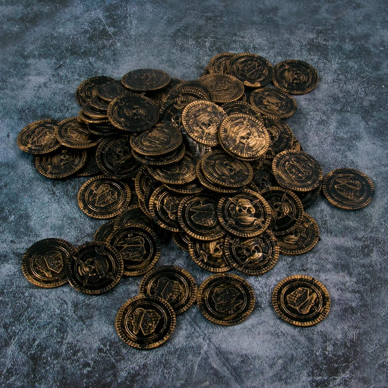 Pirate Coins Set for Kids Halloween Party Favors - Plastic Game Coins, 20-60 Pieces