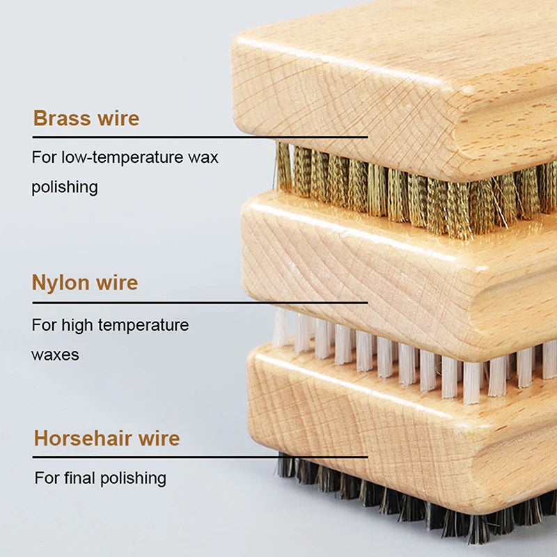 Ski & Snowboard Wax Brush Kit - Durable Brass, Nylon & Horsehair Brushes