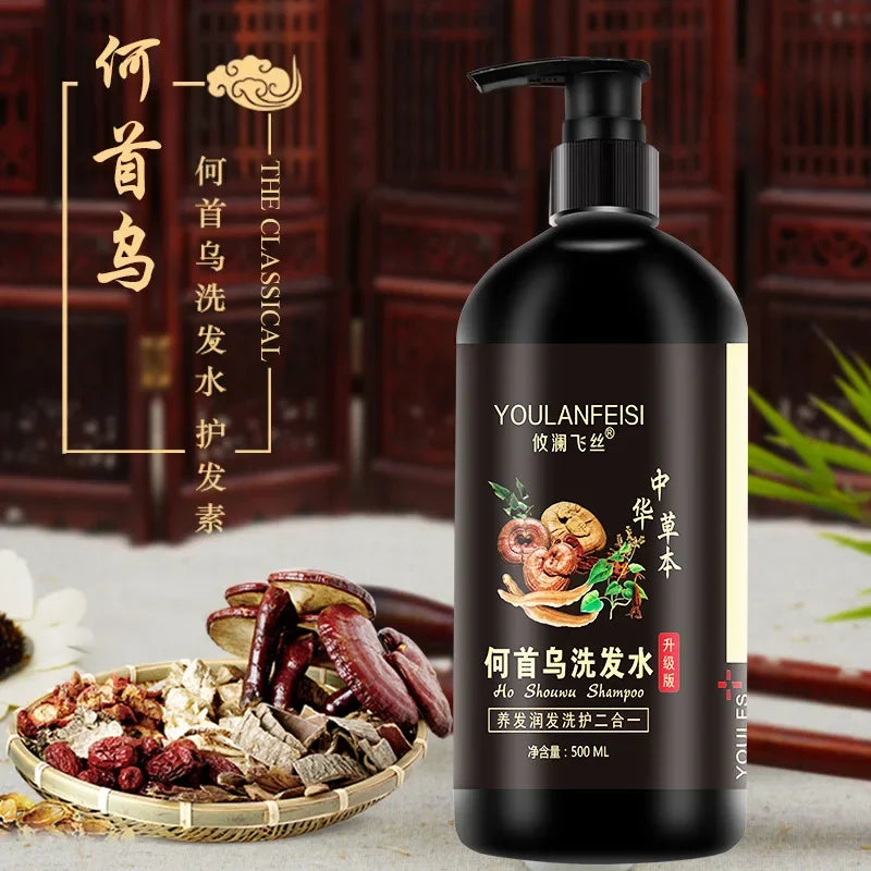 Herbal Polygonum Multiflorum Hair Shampoo for Damaged & Gray Hair - Moisturizing & Repairing