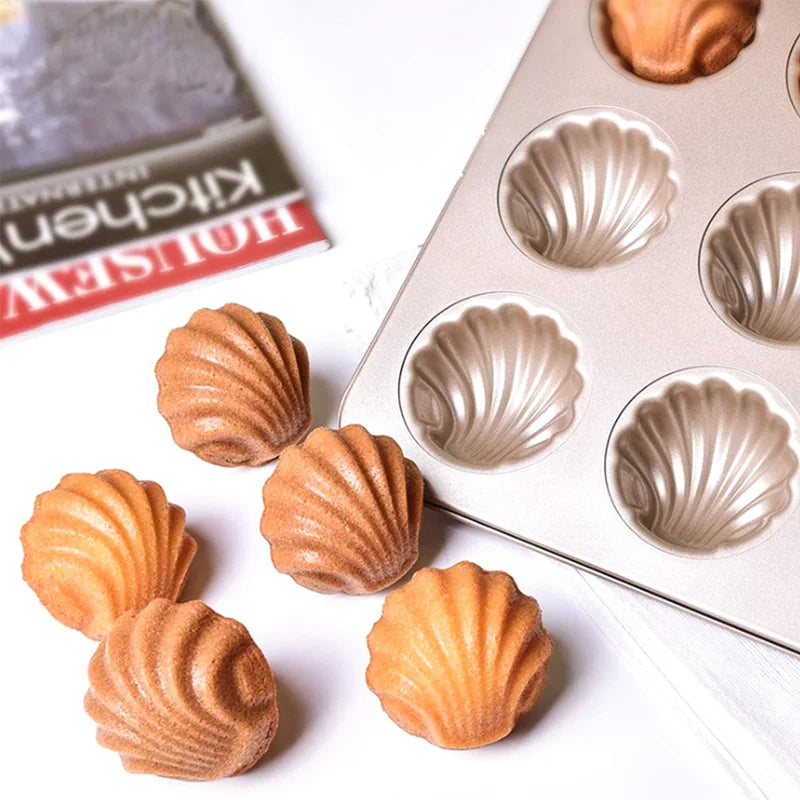 Madeleine Cake Mold 9-Cavity Non-Stick Shell Shaped Baking Pan - Carbon Steel