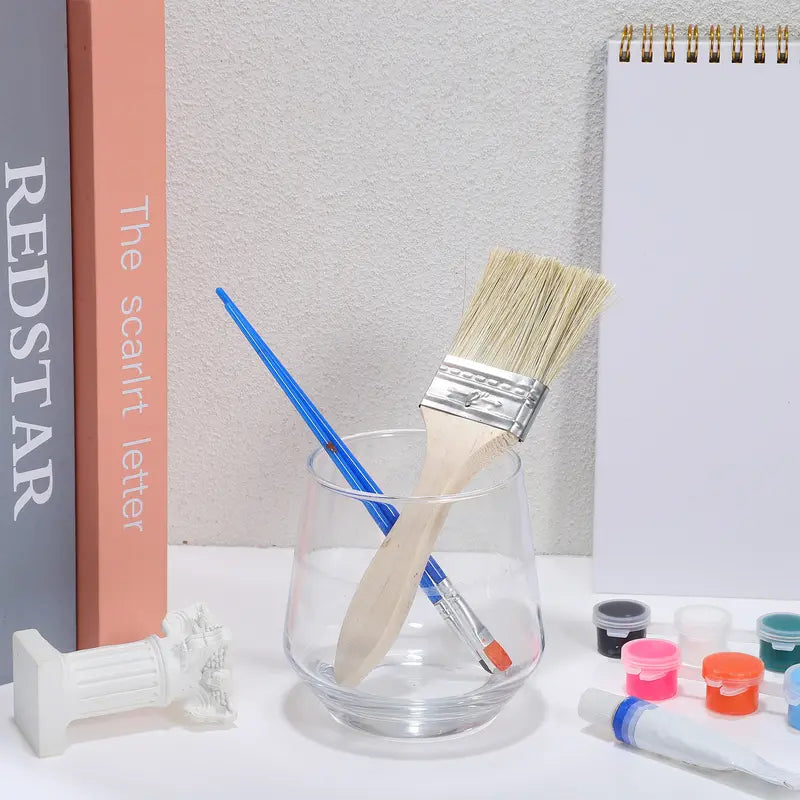 10 Pcs Wooden Handle Paint Brush Set - 2 Inch Fine Bristles Wall & Furniture Painting Tools