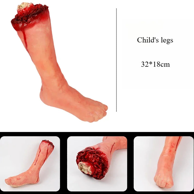 Halloween Bloody Prop Human Body Parts Set - Fake Brain Hand Foot Leg Decor