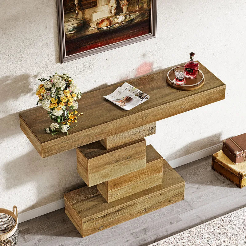 Farmhouse Console Table - 42.5 Inch Narrow Wood Sofa & Entryway Accent Table