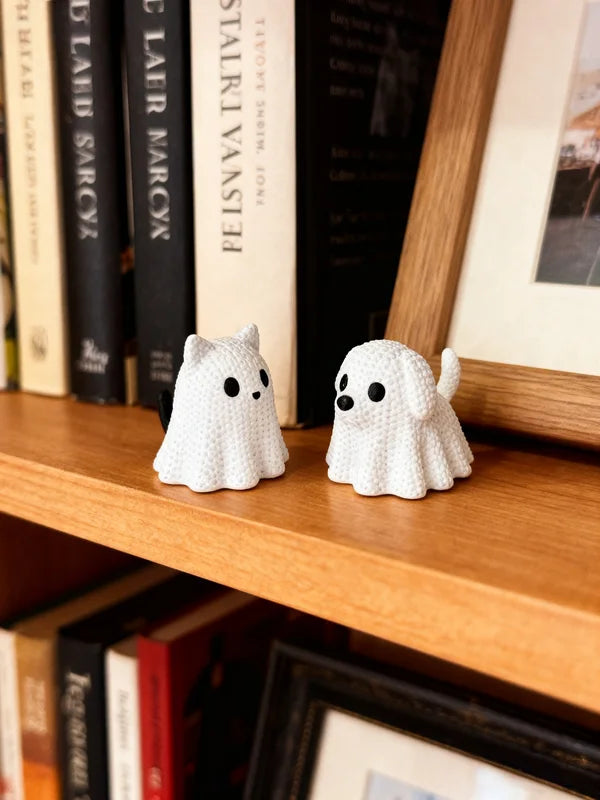Ghost Cat and Ghost Dog Holiday Decorations Set - Halloween & Party Ornaments