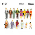 100Pcs Scale Model People Figures for Train Layouts - Painted Passengers in Various Poses