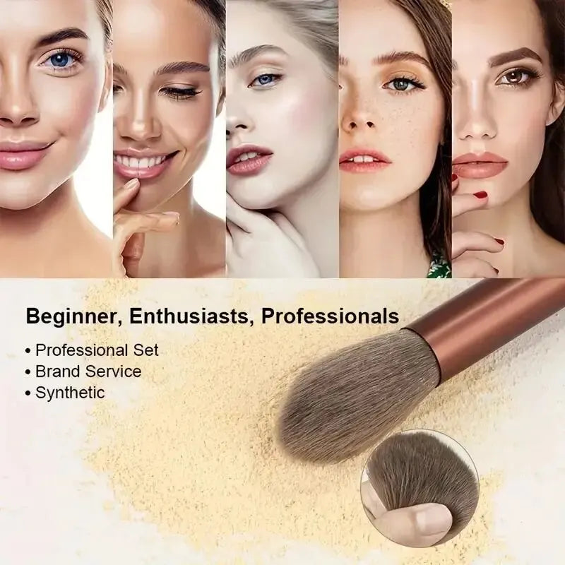 Professional Makeup Brush Set with Soft Fluffy Brushes for Face & Eyes - Multiple Handle Colors