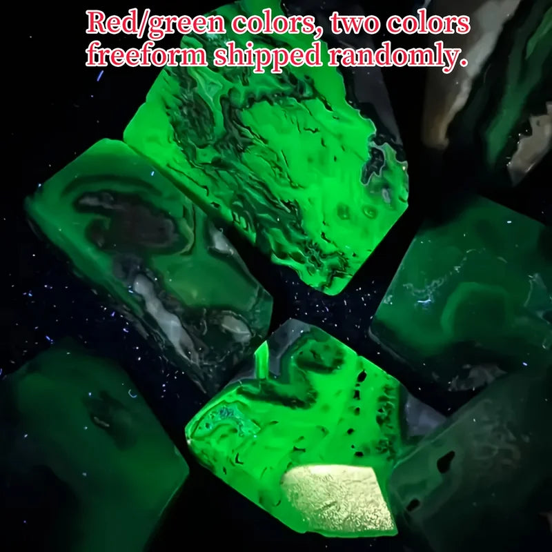 UV Reactive Fluorescent Agate Palm Specimen - Red & Green Crystal Decor