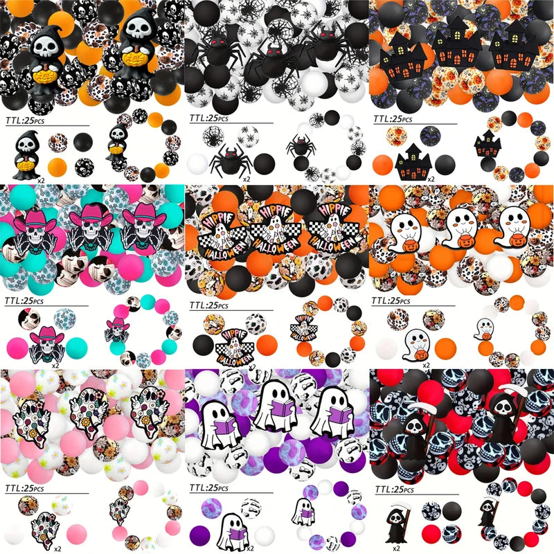 25PCS Multi-Size Silicone Beads Set for DIY Jewelry & Craft Projects