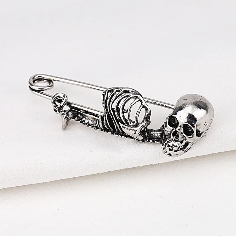 Retro Skull Punk Style Halloween Brooch Dark Skull Pin Accessory