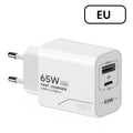 GaN Fast Charging 65W USB-C Wall Charger EU KR US PD 3.0 Quick Charge for Smartphones
