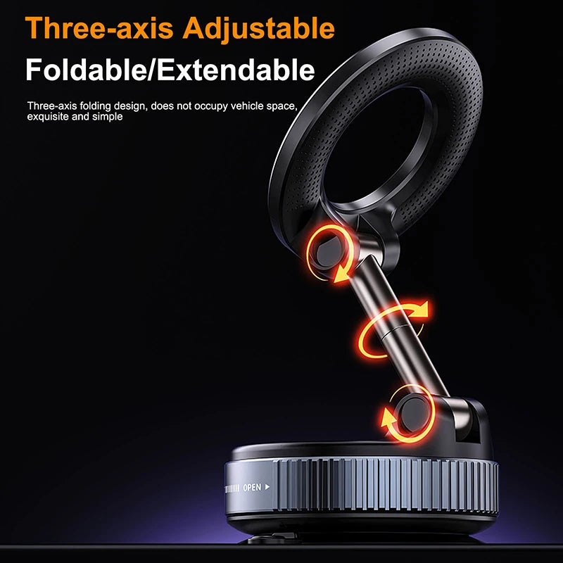 Magnetic Phone Holder Car Mount 360° Rotatable Vacuum Dashboard Stand