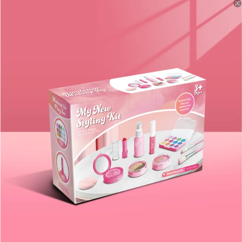 Pretend Makeup Toy Set for Girls with Cosmetic Bag, Role Play Kids Gift