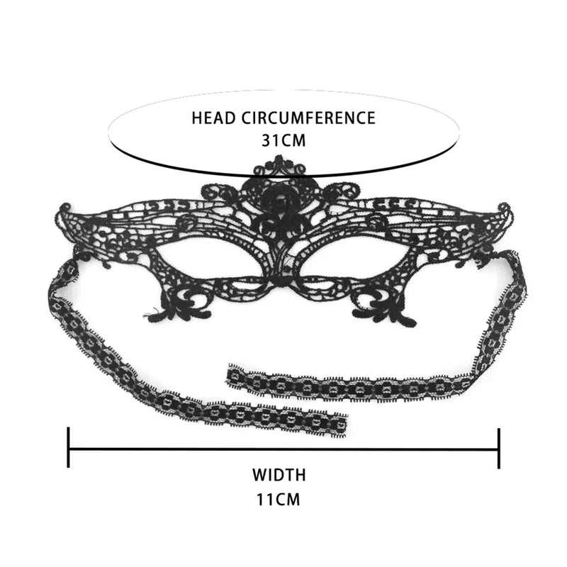 Black Queen Lace Mask with Embroidery for Masquerade Costume Woman Accessories