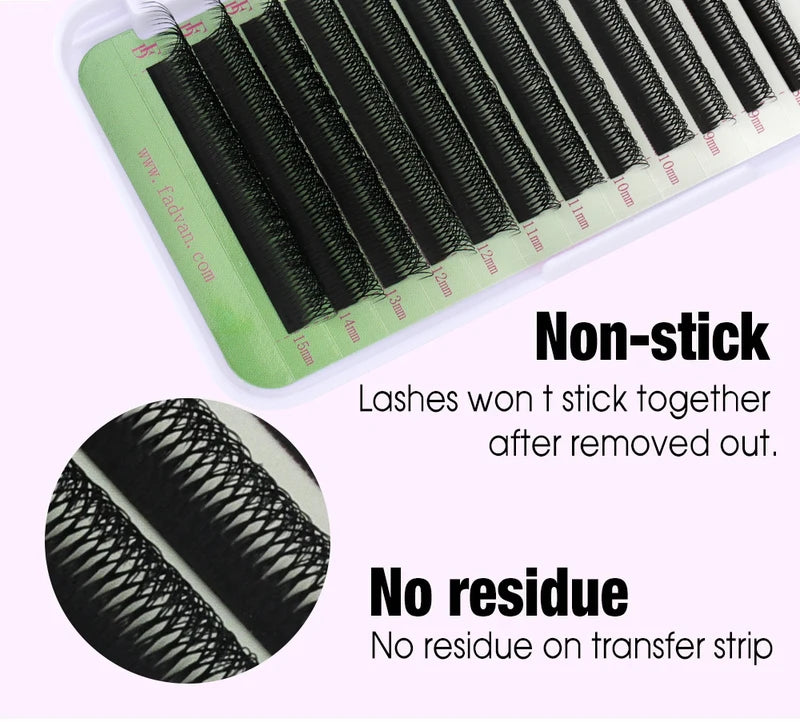 False Eyelash Extensions 8D W-Shaped Fans Soft Volume 0.07mm Mixed Lengths