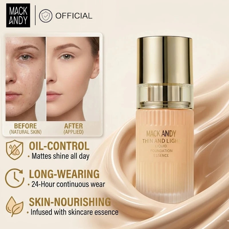 Long-Lasting Non-Transfer Liquid Foundation for Flawless Skin - Multiple Colors