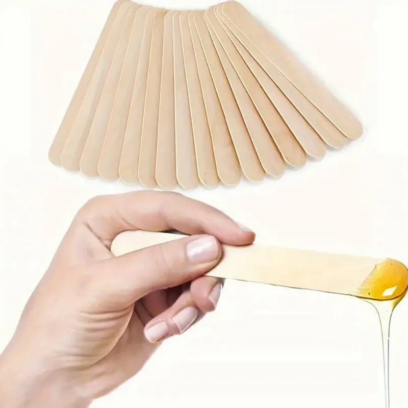 100Pcs Disposable Wooden Waxing Sticks 15cm Multi-Purpose Spatulas for Hair Removal