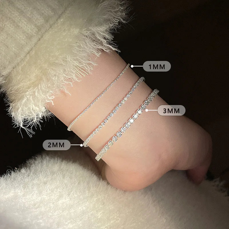 Sterling Silver Zircon Bracelet for Women - Simple Elegant Jewelry Gift