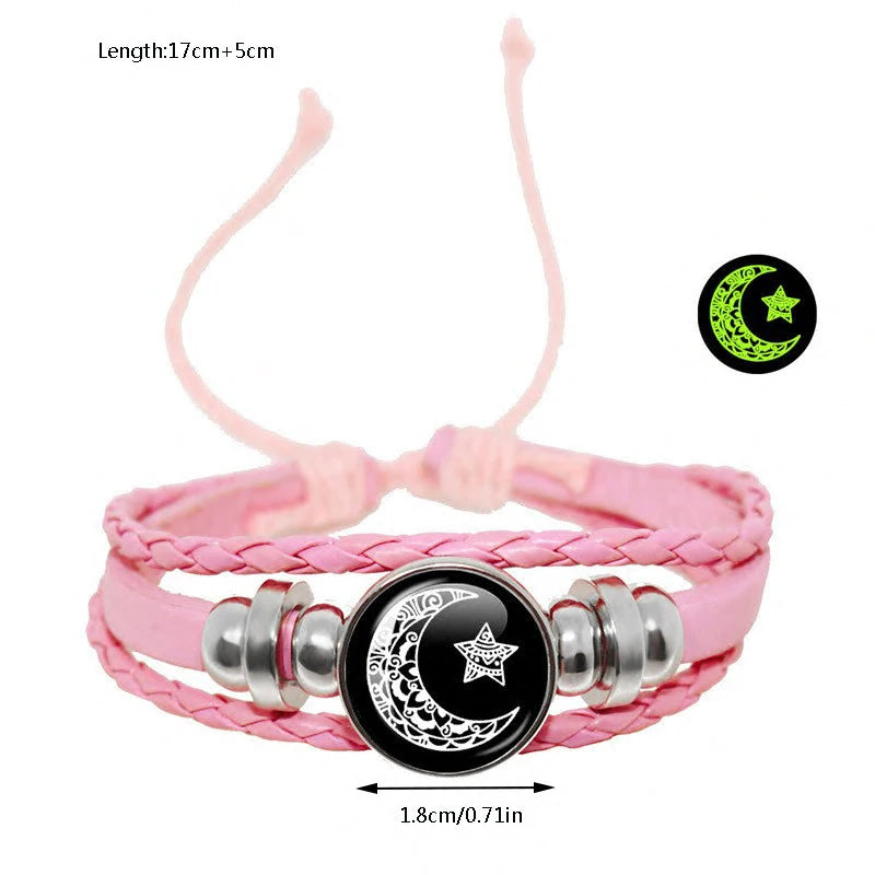 Leather Sun and Moon Couple Bracelets Set - Adjustable Multi-Layered Beaded Jewelry