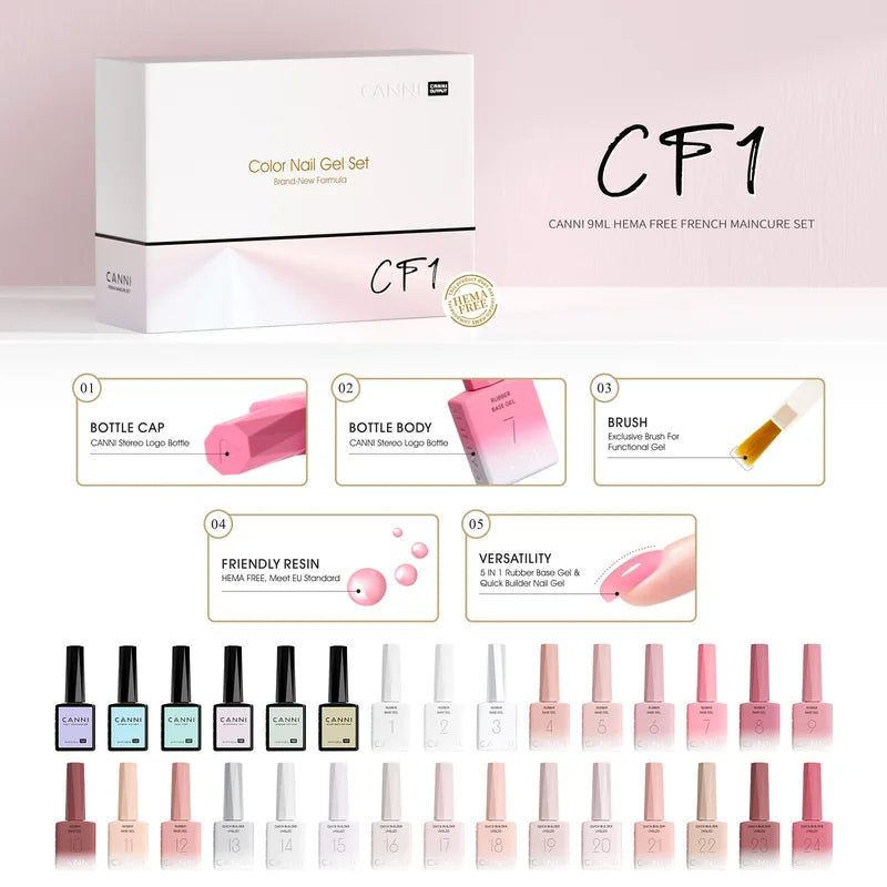 6pcs Gel Nail Polish Kit HEMA-Free UV Construction Nail Art Set - Assorted Colors
