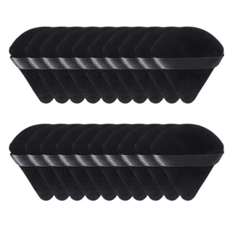 Triangle Velvet Powder Puff Set - Mini Face Makeup Sponges, Washable, Lightweight