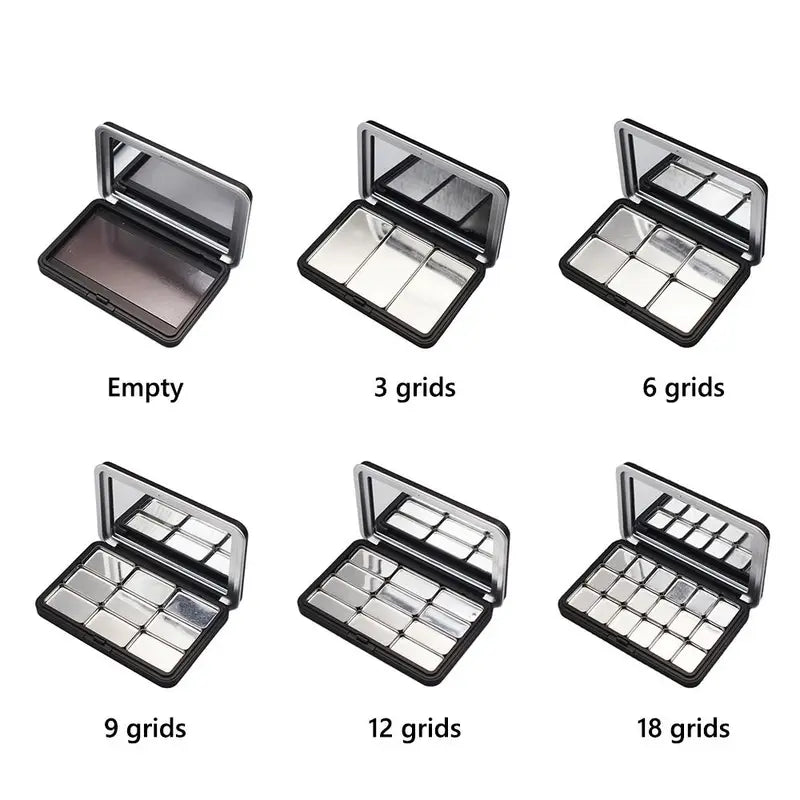 DIY Eyeshadow Palette Empty Matte Black Magnetic Makeup Box 6 Grids