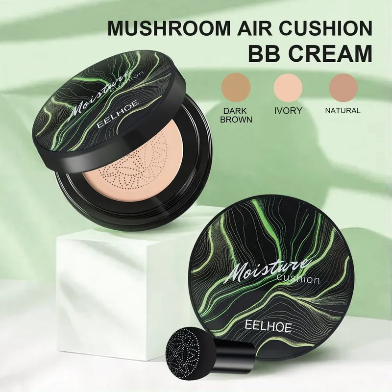 Waterproof Face Foundation with Mushroom Applicator - Moisturizing CC Cream for Face Makeup