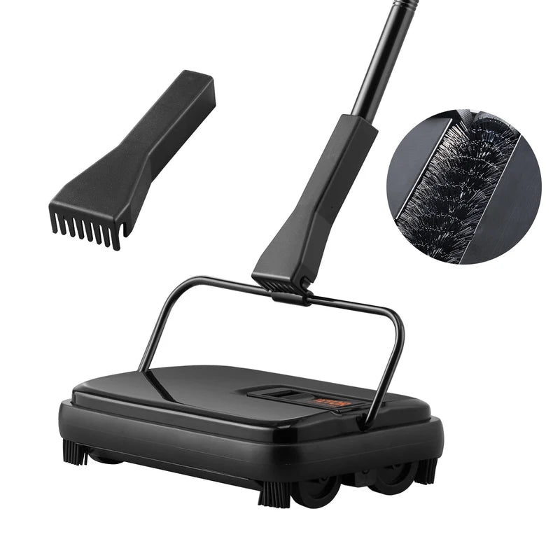 Manual Carpet Sweeper for Rugs & Hardwood Floors - 7.87in Sweeping Path, 300ml Dustbin Capacity