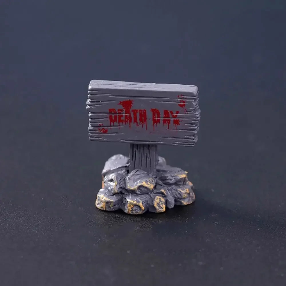 Halloween Miniature Figurine Bone Skull Coffin House Chair Ghost Decor Resin