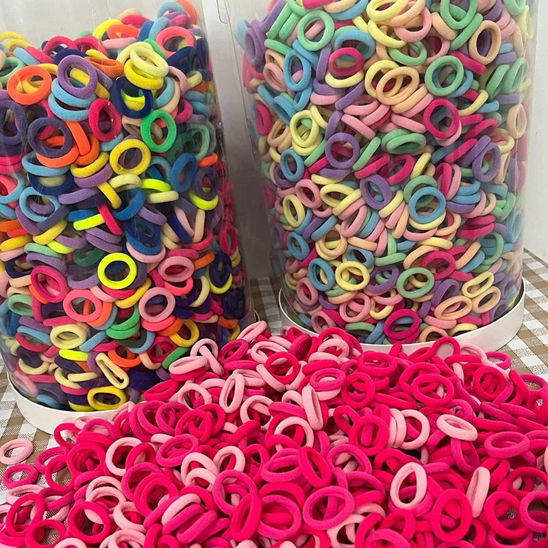 Kids Hair Bands Set - Colorful Nylon Scrunchies and Elastic Hair Ties for Children