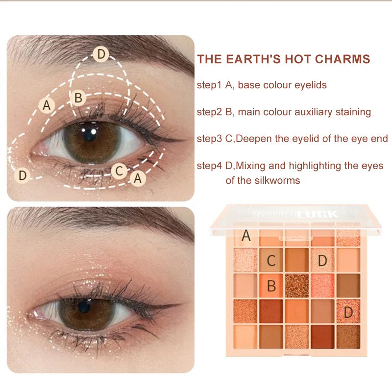 25-Color Professional Eyeshadow Palette Long Lasting & Glitter Eye Makeup