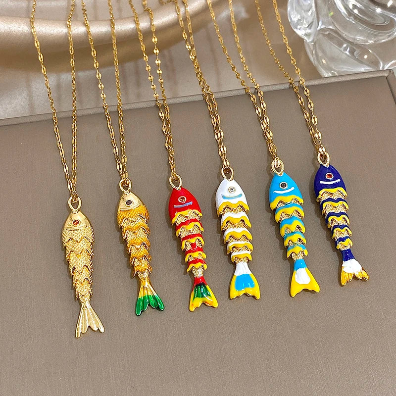 Colorful Fish Pendant Necklace for Women - Versatile Waterproof Jewelry