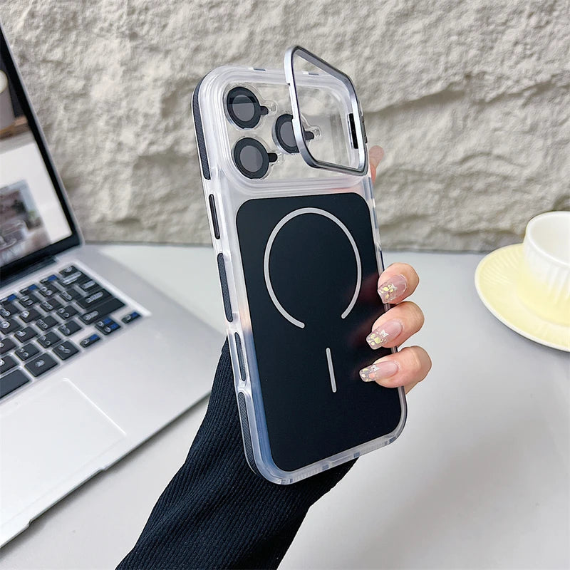 Magnetic Shockproof Phone Case for iPhone 17 Pro Max & Air Series - Bumper Cover with Lens Protect & Stand