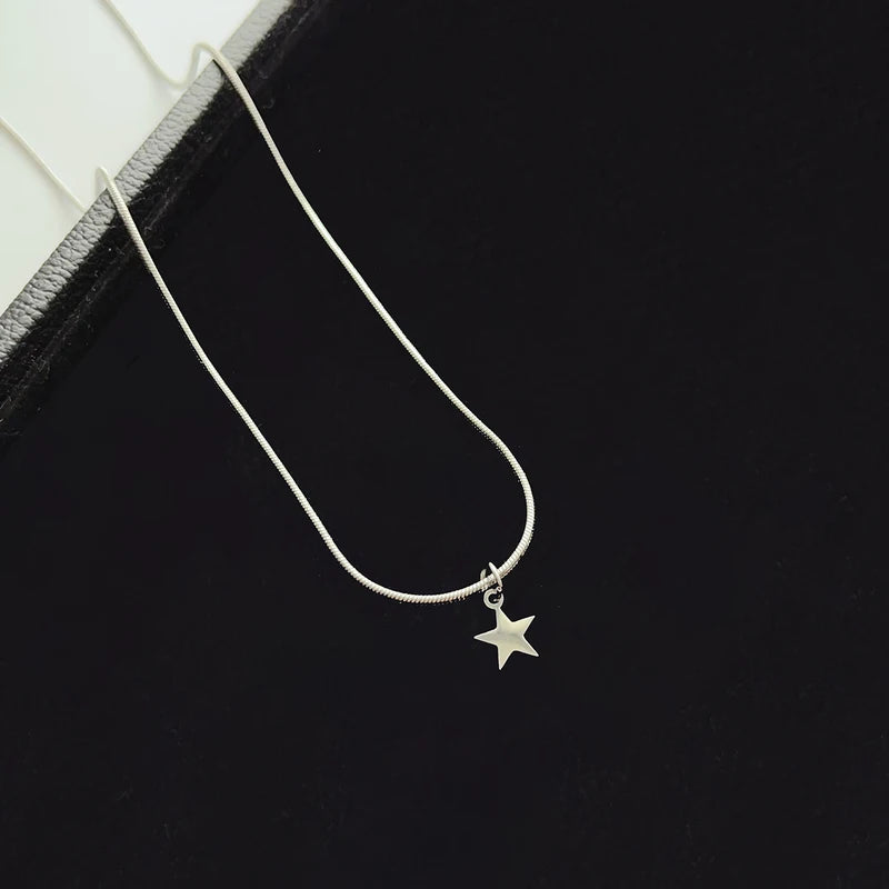 Summer Stainless Steel Snake Bone Chain Necklace with Star Pendant Women’s Jewelry
