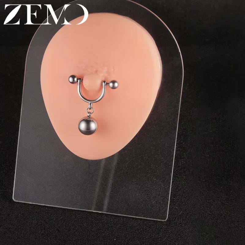Stainless Steel Nipple Rings Barbell Dangle Piercings 10/12MM - Multiple Variants
