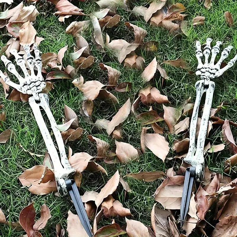 Skeleton Bone Garden Stakes with Skull & Hand for Halloween Yard Decor, 1/6pcs Set