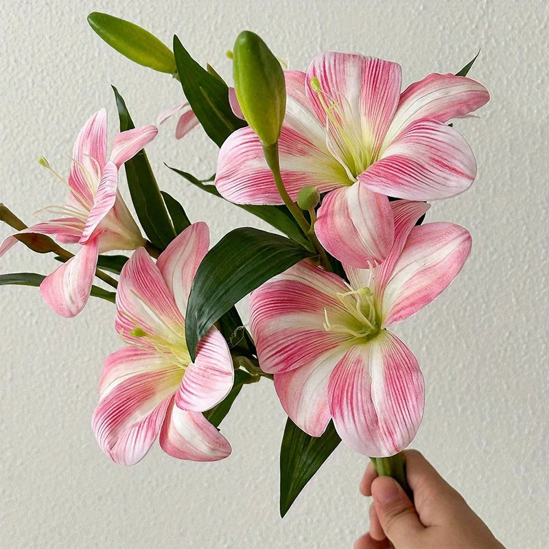 Artificial Lily Flowers - Faux Indoor & Outdoor Decor, 3 Heads