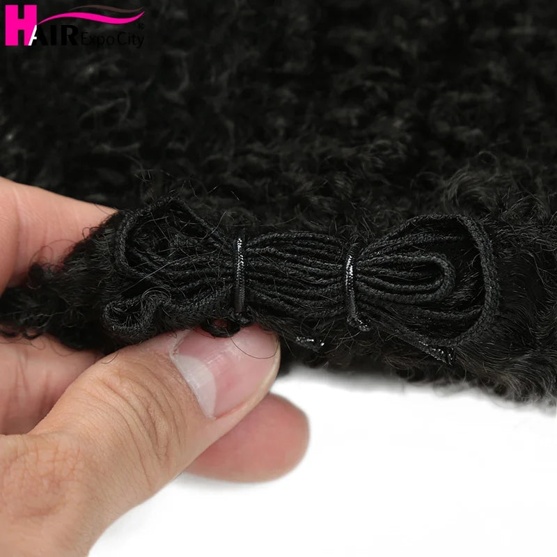 6Pcs Afro Kinky Curly Synthetic Weft Hair Extensions - Ombre Brown Hair Bundles