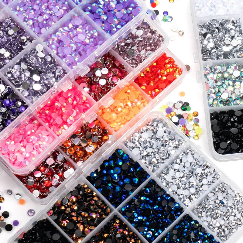 Resin Rhinestone Set 7200pcs Flatback Glue-On Nail Art Decorations