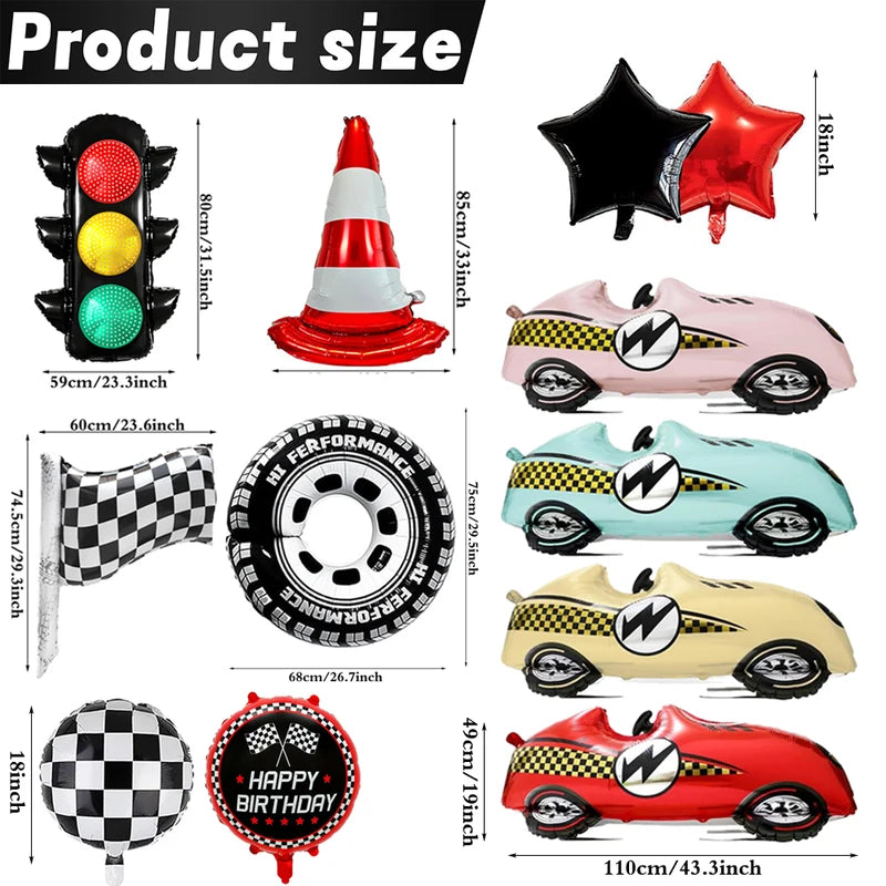 Race Car Party Decorations Balloon Kit - Traffic Light Checkered Tire Kids Birthday Supplies