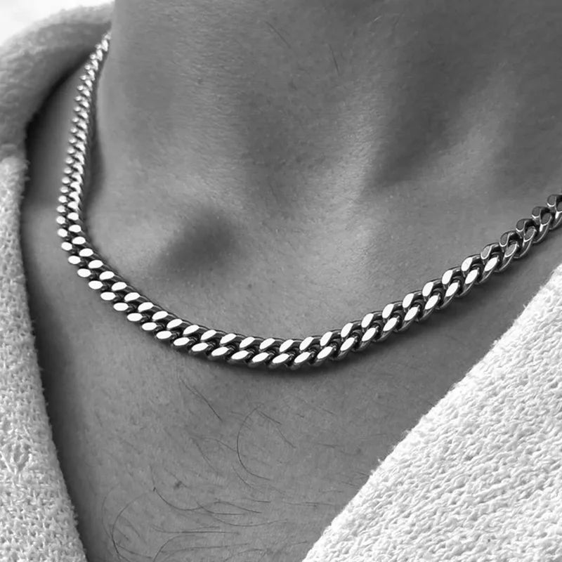 Unisex Waterproof Stainless Steel Cuban Chain Necklace 5/7/9mm Thick Collar Jewelry